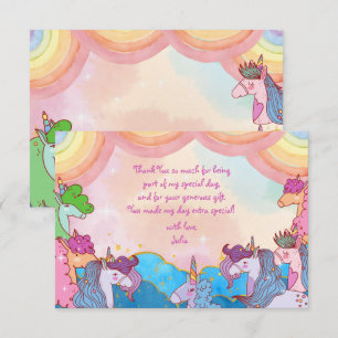 Carte De Remerciements Anniversaire de enfant des arcs-en-ciel Pastel Uni