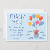 Carte De Remerciements Anniversaire de enfant mignon Ours Teddy (Devant)