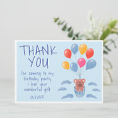 Carte De Remerciements Anniversaire de enfant mignon Ours Teddy (Debout devant)