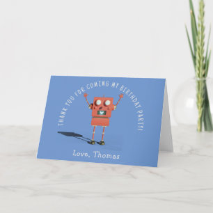 Carte De Remerciements Anniversaire de enfant robot Red 3D