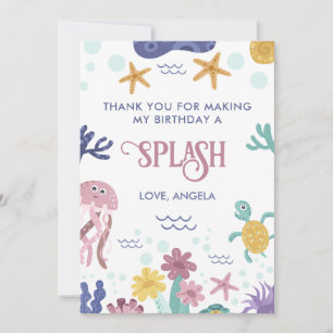 Carte De Remerciements Anniversaire de Enfants Mignon Sous La Mer 