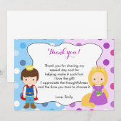 Carte De Remerciements Anniversaire de garçon de fille de prince le (Devant / Derrière)