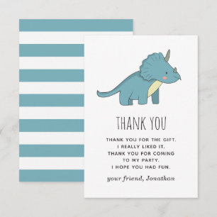 Carte De Remerciements Anniversaire de garçon dinosaure   Enfants mignons