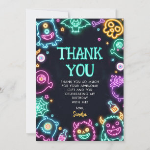 Carte De Remerciements Anniversaire de Halloween Néon Spectaculaire