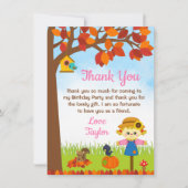 Carte De Remerciements Anniversaire de la fille de l'automne épouvantail (Devant)