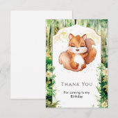 Carte De Remerciements Anniversaire de la mignonne écureuil à l'aquarelle (Devant / Derrière)