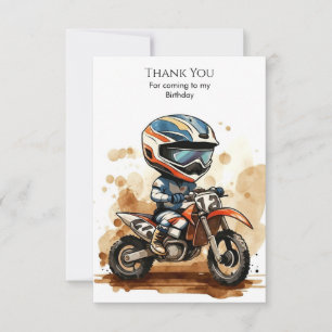 Carte De Remerciements Anniversaire de la moto à aquarelle enchantée