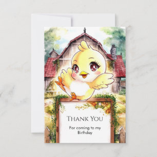Carte De Remerciements Anniversaire de la Poule Poulet Magique