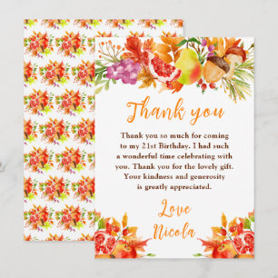 Carte De Remerciements Anniversaire de la récolte d'automne