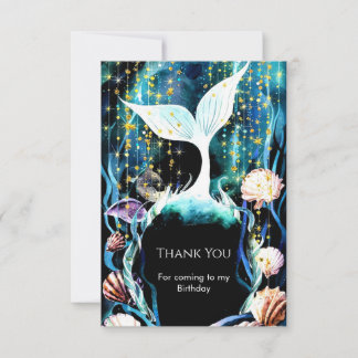 Carte De Remerciements Anniversaire de la Sirène Sous-Marine Fantaisiste