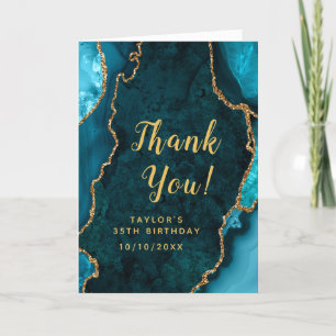 Carte De Remerciements Anniversaire de l'âge turquoise et de l'or