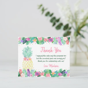 Carte De Remerciements Anniversaire de l'ananas Floral Rose