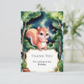 Carte De Remerciements Anniversaire de l'Écureuil Mignon Enchanté (Debout devant)