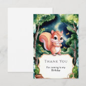 Carte De Remerciements Anniversaire de l'Écureuil Mignon Enchanté (Devant / Derrière)