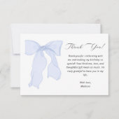 Carte De Remerciements Anniversaire de l'élégant Blue Bow (Devant)