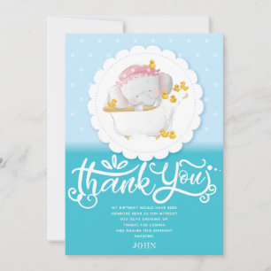 Carte De Remerciements Anniversaire de l'éléphant mignon
