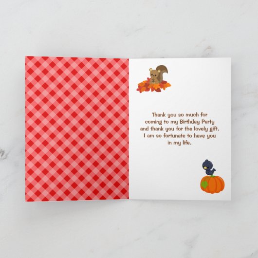 Carte De Remerciements Anniversaire de l'épouvantail d'automne (Intérieur)