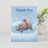 Carte De Remerciements Anniversaire de l'Hippopotampe Fusée (Debout devant)
