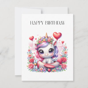 Carte De Remerciements Anniversaire de Licorne Pilote
