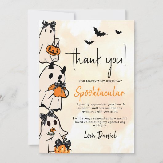 Carte De Remerciements Anniversaire de Little Boo Halloween (Devant)