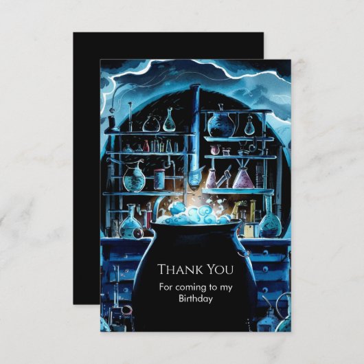 Carte De Remerciements Anniversaire de Magicien Scientifique Bohème Fanta (Devant / Derrière)