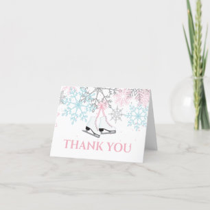 Carte De Remerciements Anniversaire de patinage sur glace flocons de neig
