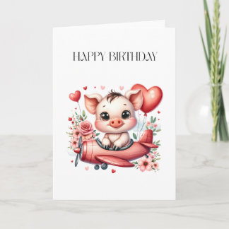 Carte De Remerciements Anniversaire de Pig Pilot
