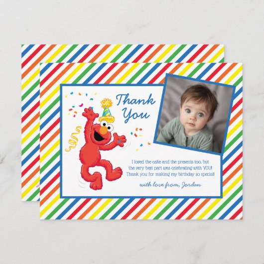 Carte De Remerciements Anniversaire d'Elmo Neutre (Devant / Derrière)