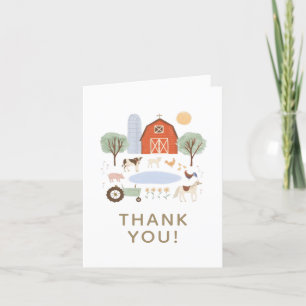 Carte De Remerciements Anniversaire des Animaux de la Ferme