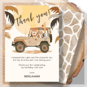 Carte De Remerciements Anniversaire des Animaux de la Jungle Safari