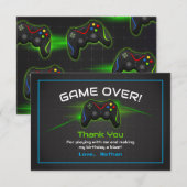 Carte De Remerciements Anniversaire des enfants de jeu vidéo (Devant / Derrière)