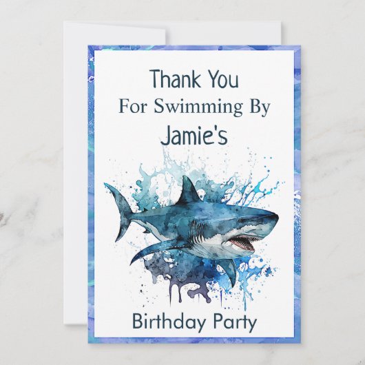 Carte De Remerciements Anniversaire des requins, Attaque des requins, (Devant)