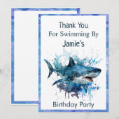 Carte De Remerciements Anniversaire des requins, Attaque des requins, (Devant / Derrière)