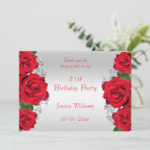 Carte De Remerciements Anniversaire des Roses Rouges Romantiques (Debout devant)