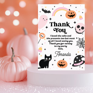 Carte De Remerciements Anniversaire d'Halloween rose rétro