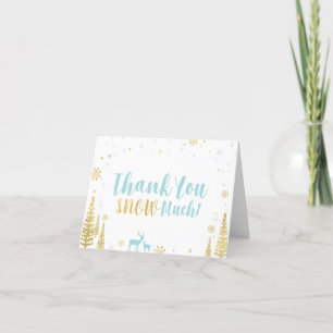 Carte De Remerciements Anniversaire d'hiver - Minty Blue & Gold