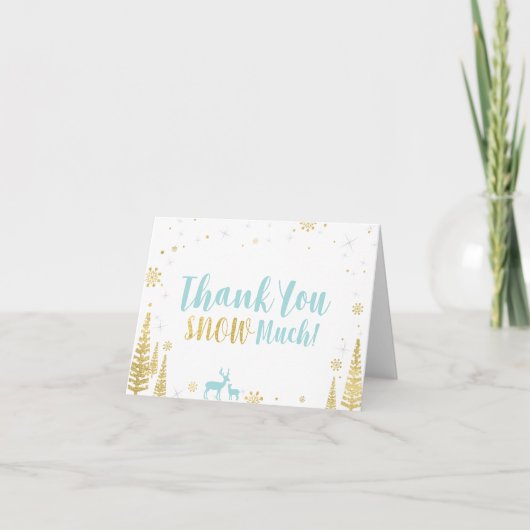 Carte De Remerciements Anniversaire d'hiver - Minty Blue & Gold (Devant)