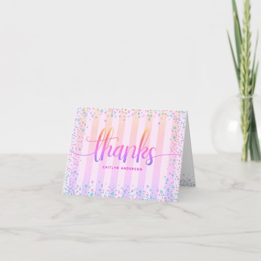 Carte De Remerciements Anniversaire doux 16 arc-en-ciel ombre script part (Devant)