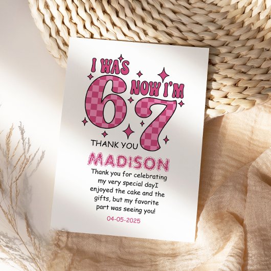 Carte De Remerciements Anniversaire drôle des 7 ans | Fête « J'avais 6 an