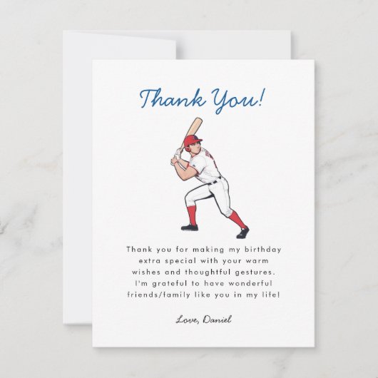 Carte De Remerciements Anniversaire du baseball (Devant)