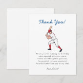 Carte De Remerciements Anniversaire du baseball (Devant / Derrière)