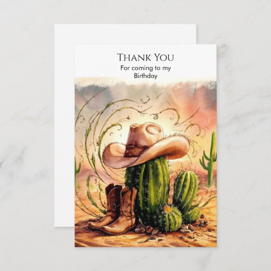 Carte De Remerciements Anniversaire du cow-boy de rodéo enchanté (Devant / Derrière)