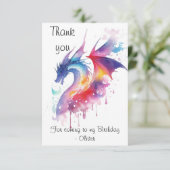 Carte De Remerciements Anniversaire du dragon enchanté (Debout devant)