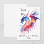 Carte De Remerciements Anniversaire du dragon enchanté (Devant / Derrière)