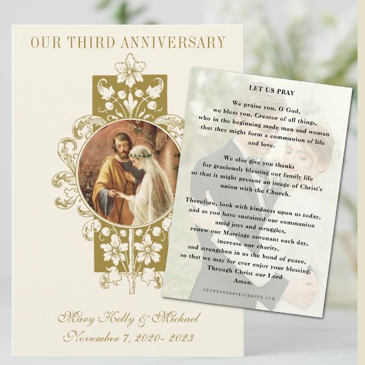 CARTE DE REMERCIEMENTS ANNIVERSAIRE DU MARIAGE CATHOLIQUE PRIÈRE AVEC PHO