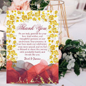Carte De Remerciements Anniversaire du Mariage du Foral Gold & Burgundy