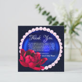 Carte De Remerciements Anniversaire du Mariage Rose bleu marine moderne (Debout devant)