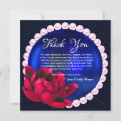 Carte De Remerciements Anniversaire du Mariage Rose bleu marine moderne (Devant)
