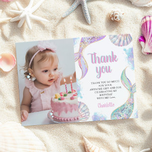 Carte De Remerciements Anniversaire du Mermiad de la mer