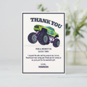 Carte De Remerciements Anniversaire du Monstre de Camion Vert Moderne Sma (Debout devant)